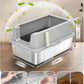 Stainless Steel Sifting Litter Box with Lid, Metal Litter Pan with Scoop for Big Cats Multi Cat, Extra Large Cats Litterbox Odor Control Easy Clean (24 * 16 * 12inch-with Enclosure, X-Large)
