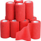 TOBWOLF 12PCS Self Adhesive Bandage, 4" x5yd / 10cmx4.5m Elastic Cohesive Bandage Wrap, Breathable Sports Tape, Medical Sport Wrap for Wrist, Ankle, Knee, Leg, Sprains & Swelling - Red