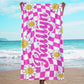 JML Personalized Beach Towel with Name, Custom Flower Beach Towel, Customized Microfiber Pool Towel, Quick Dry & Absorbent Swim Towel for Adult,Anniversary, Birthday, Summer Holiday,Vacation