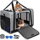 Petskd Extra Large Pet Carrier 24"x17"x17" for Large Cat or Medium Dog, Collapsible Soft Sided Dog cat Carrier for Long Trips with Lockable Safety Zippers(Grey)