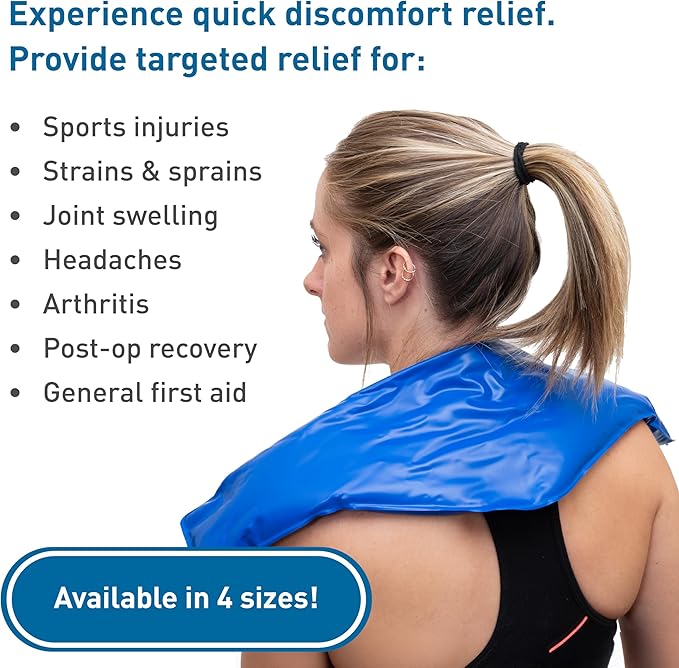 BodyMed Reusable Vinyl Ice Pack (2-Pack) for Knee, Arm, Elbow, Shoulder, Back - Professional Grade Cold Therapy for Injuries, Aches, Swelling, Bruises, Sprains - 14 in. x 12 in. (Standard)