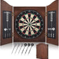 Sisal Dart Board Cabinet Sets, Decorative Dart Boards for Adults [6*Steel Darts] - Wooden Dartboard Cabinet with Integrated Scoreboard for Family Game Rooms