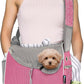 PetAmi Small Dog Sling Carrier, Soft-Sided Crossbody Puppy Carrying Purse Bag, Adjustable Sling Pet Pouch to Wear Medium Dog Cat Travel, Dog Bag for Traveling, Poop Bag Dispenser, Max 10 lbs, Pink