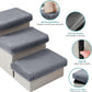 Dog Stairs for Small Dogs with Storage and Condo, 14" H Foldable Pet Stairs for Small Medium or Puppy Dogs and Older Cats, Dog Steps for Bed or Couch, 13x27x14 inch, 3 Tiers, Grey