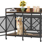 COZPAW Large Dog Crate Furniture, 48 Inch Wooden Dog Kennel for XLarge Dogs, Heavy Duty Dogs Furniture Indoor Wire Dog Cage with Caster Wheels, Decorative Pet House End Table, Brown