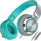 AILIHEN C8 Wired Headphones with Microphone and Volume Control Folding Lightweight Corded Headset for Cellphones Tablets Chromebook Phones Smartphones Laptop Computer PC Mp3/4 (Grey/Mint)