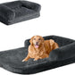 EHEYCIGA Human Dog Bed for Kids, Foldable XXL Dog Bed, Faux Fur Fluffy Pet Couch Bed, Orthopedic Calming Memory Foam Big Pet Bed, Washable Pet Sofa Bed with Non-Slip Bottom, Dark Grey, 54"x38"x7.5"