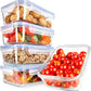 NutriChef 10-Piece Superior Glass Food Storage Containers Set (5 Containers + 5 Locking Lids),Stackable Meal-prep Design, BPA-free Airtight Clear Locking lids with Vent Lids & Air Hole, Blue