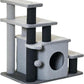 PawHut Pet Stairs, Adjustable Height 3/4 Step Cat Steps with Scratching Post, Condo, Toy Ball for High Bed, Sofa, Couch, Indoor Small Cats, Kittens, Gray
