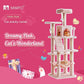 MWPO 63.8-Inch Pink Cat Tree for Indoor Cats, Multi-Level Cat Tower with Sisal-Covered Scratching Posts, Padded Platform, Hammock, Dangling Toys, Stable Cat Condo Pet Play House