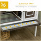 PawHut Wooden Rabbit Hutch, Indoor Elevated Guinea Pig Cage with Run, Ladder, Lockable Doors and Removable Tray, Coffee