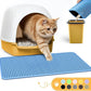Cat Litter Mat - 23.2'' x 14.6'' Small Litter Trapping Mat, Easy to Clean Litter Box Mat, Waterproof, Urine-Proof, Non-Slip Kitty Litter Mats for Floor, Blue