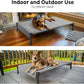 Veehoo Cooling Outdoor Dog Bed, Heavy Duty Elevated Pet Bed with Washable & Breathable Teslin Mesh, Non-Slip Silicon Feet, Dog Cot Bed with Support Hem, 35" x 22", Black Silver, CWC2433