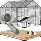 Large Hamster Cage with 7" Deep Tempered Glass Bottom, 3 Tiers Big Hamster Tank with Running Wheel, Hut, Water Bottle, Dish, Rat Cages for Syrian, Dwarf, Gerbils, Mouse, 22.83" x 15" x 21.25"