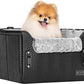 PETSFIT Small Dog Car Seat, Waterproof PU Leather Dog Carseat with Patent Safe Buckles, Clip-On Leash, Car Seat for Dogs, Cats Up to 25 lbs (Glossy Black)