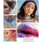 DAGEDA Body Glitter Gel, Face Glitters Body Gel Sequins Shimmer Liquid Eyeshadow, Chunky Glitter for Face Hair Nails, Holographic Cosmetic Laser Powder Festival Glitter Makeup 50ml(Red)