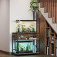 Aquarium Stand with Plant Shelves,20-Gallon Fish Tank Stand with 2-Tier Storage and Display Racks,Metal Frame Reptile Tank Table with Tall Plant Holders,Industrial Rack for Home,Office