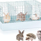 Folding Rabbit Cage, 18 x 12 x 10 in Portable Bunny Carrier with Tray and Handles for Transport, Travel or Temporary Housing, Indoor Outdoor Pet Habitat Animal Enclosure