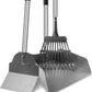 Dog Pooper Scooper for Large Dogs, 3 Pack Adjustable Long Handle Metal Tray, Rake and Spade Poop Scoop with Bin for Pet Waste Removal, No Bending Clean Up for Medium and Large Dogs