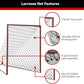 Velocity Heavy Duty Black & White Lacrosse Net - Fits 6’x6’x7’ Goals - Weatherproof, UV Resistant 1000D High-Strength Polyester - Comes with 100+ Feet of Lacing Cord and 4 Quick Ties