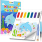 TECJOE Paint with Water Coloring Books for Toddlers, Marine Animal Series Watercolor Set with 3 Brushes, Mess Free Painting Activity for Kids Ages 4 5 6 7 8, Christmas Gifts Arts & Crafts Toy