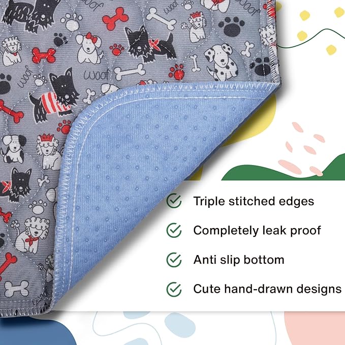 Caldwell's Pet Supply Co. 34x36 Washable Pee Pads for Dogs, Reusable Puppy Potty Mat, Whelping Rug, Waterproof Rug for Dog, Medium (Set of 2)