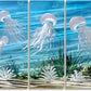 SYGALLERIER Coastal Metal Wall Art Handcrafted 3D Jelly Fish Aluminum Artwork Modern Sea World Pictures Contemporary Abstract Sculpture for Living Room Bedroom Bathroom Decor