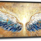 Extra Large Angel Wings Framed Wall Art for Living Room,Oversized Golden Wings Pictures Wall Decor,Holy Gold Blue Canvas Print Painting Modern Artwork Bedroom Office Bathroom 60L" x 30W"