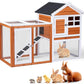 Outvita Rabbit Hutch, Small Wood Chicken Coop, 48" Guinea Pig Cage w/Pull-Out Tray, Waterproof Asphalt Roof, Chicken Run, Interactive Door for Small Animal Pen Outdoor