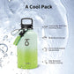Trebo 64 oz Water Bottle Insulated with Paracord Handle and Straw, Half Gallon Vacuum Stainless Steel Large Water Jug Keep Cold 48 Hours, Reusable Water Flask with 3 Lids for Men Women Gym, Dark Green