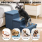 Dog Stairs with Storage 18" H, 3-Step Wider Dog Steps for Small/Medium/Large Dogs Cats, Folding Sturdy Pet Stairs Climbing Bed or Sofa, Ramp for Car Hold Up to 200 lbs (Navy Blue, No Condo)