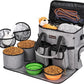 Airline Approved Dog Travel Bag with 2 Dog Treat Training Pouches, Tote Organizer for Weekend Pet Travel Supplies & Accessories, 2 Collapsible Bowls, 2 Food Container (Grey)