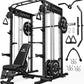 M21 Smith Machine, Multi-Function Power Cage with Dual Pulley Cable Crossover System, 2000LBS All-in-One Squat Rack with Smith Bar and Attachments