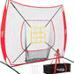 7×7FT Baseball net, Pitching net with Strike Zone Target, Baseball&Softball Practice net with Sturdy Bow Frame and Stable Base,Portable Practice net for All Ages and All Skilled Levels