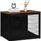 DWANTON Dog Crate Furniture with Cushion, Wooden Kennel Table with Double Doors, Indoor Dog House, Extra Large Size, 43.3" L, Black+Warm Brown