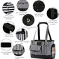 Cat Carrier, Dog Carrier, Pet Carrier, Foldable Waterproof Premium PU Leather Oxford Cloth Dog Purse, Portable Bag Carrier for Small to Medium Cat and Small Dog - Black White Stripes New
