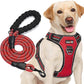 No Pull Dog Harness Adjustable Reflective Oxford Easy Control Medium Large Dog Harness with A Free Heavy Duty 5ft Dog Leash (S (Neck: 14"-17", Chest: 18"-21"), Red Harness+Leash)