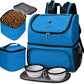 BAGLHER Pet Travel Bag, Double-Layer Pet Supplies Backpack (for All Pet Travel Supplies), Pet Travel Backpack with 2 Silicone Collapsible Bowls and 2 Food Baskets Blue