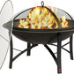 Fire Beauty Fire Pit for Outside Wood Burning,BBQ Grill Steel Fire Bowl with Cooking Grate,Spark Screen Cover,Log Grate,Poker for Camping Beach Bonfire Picnic Backyard Garden