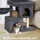Cat Tree with Large Top Perch, 21.6in Cat Tower with Big Hammock and Dual Condos, All-in-one Cat Activity Center