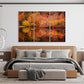 Nature Wall Art Prints - Ocean Forest Mountain Lake Canvas Landscapes - Small to Extra Large Living Room Bedroom Kitchen Bathroom Décor (Autumn Forest with Lake, 31L" x 47W" - 3 Panels)
