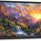 Large Mountain Tree Wall Art for Living Room, Framed Oversized Sunset Waterfall Wall Decor Nature Landscape Canvas Painting Modern Artwork for Living Room Bathroom Bedroom Office Dining Room 36"x24"