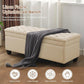 51" Fabric Storage Ottoman Bench, Upholstered Rectangle End of Bed Storage Ottoman Tufted Living Room Bedroom Bench with Safety Hinge, Solid Wood Legs, Loads 500 lb(Khaki)