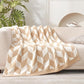 Snuggle Sac Chevron Throw Blanket for Couch, Reversible Super Soft Warm Blankets Cozy Knit Fuzzy Plush Lightweight Throws for Sofa, Bed, Camping, Beige,50x60 inches
