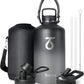 Trebo One Gallon Water Bottle Insulated with Paracord Handle,128oz Stainless Steel Sports Large Jug Food-grade Double Wall Vacuum with Straw Spout Handle Lids, Leakproof Keep Cold & Hot, Dark Gray