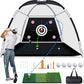 MoKo Golf Net with Practice Mat, 10 x 7 ft Golf Hitting Net for Outdoor Indoor Backyard Driving Chipping Swing Training, All-in-One Multi-Target Training Aid Practice Nets with Tri-Turf Mat