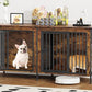 EasyCom 63" Dog Cage Furniture for 2 Pets with Divider, XL Wooden Double Dog Crate Furniture TV Stand for Mideum Breed, Durable and Sturdy
