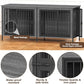 EasyCom 63" Dog Cage Furniture for 2 Pets with Divider, XL Wooden Double Dog Crate Furniture TV Stand for Mideum Breed, Durable and Sturdy