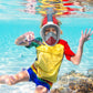 QingSong Kids Snorkel Mask Full Face, Snorkeling Set with Camera Mount, Foldable 180 Degree Panoramic View Snorkeling Gear Anti-Fog Anti-Leak