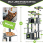69in Large Cat Tree Tower for Indoor Cats with Soft Plush Hang Ball, Two Condos, Sisal Scratch Posts & Rope Play for Kittens/Adult Cats, Grey